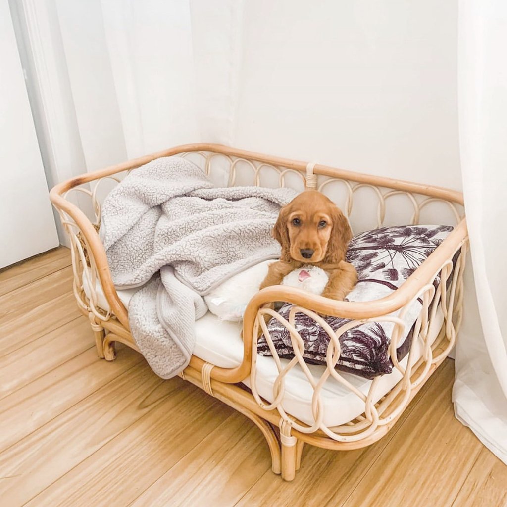 Monty’s Heritage Handcrafted Rattan-Woven Pet Sofa