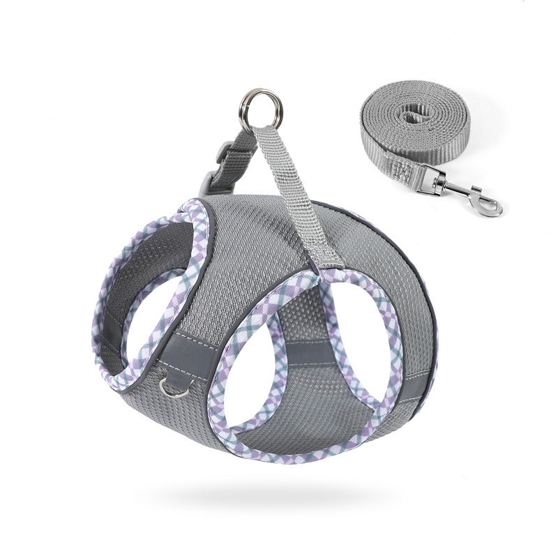 Monty’s Air-Flow No-Pull Reflective Harness & Lead Setick-Release Buckle Reflective Outdoor Pet Vest For Dogs And House Cats