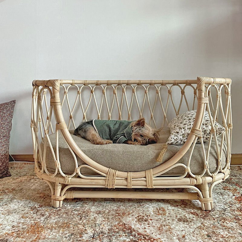 Monty’s Heritage Handcrafted Rattan-Woven Pet Sofa