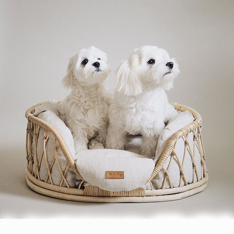 Monty’s Heritage Handcrafted Rattan-Woven Pet Sofa
